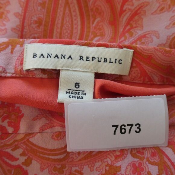 Banana Republic Skirt Womens Size 6 Orange Pink Floral 100% Silk Pull On Boho - Picture 9 of 9